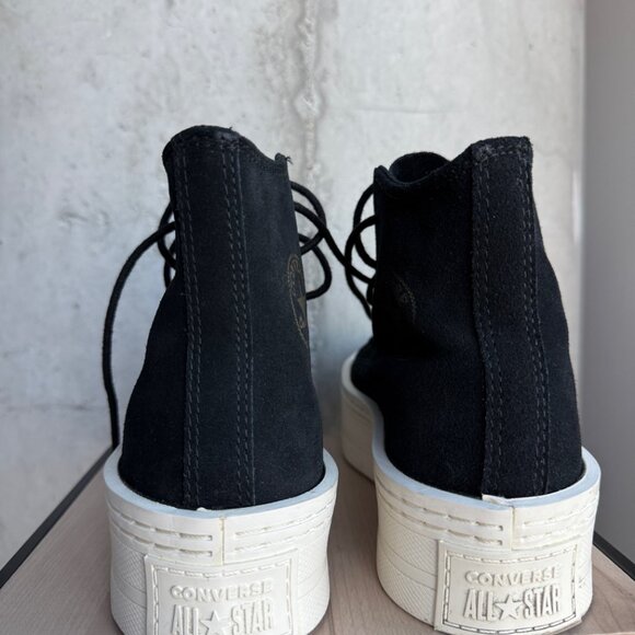 Converse Chuck Taylor All Star Black Suede Platform Sz9 - Picture 4 of 5